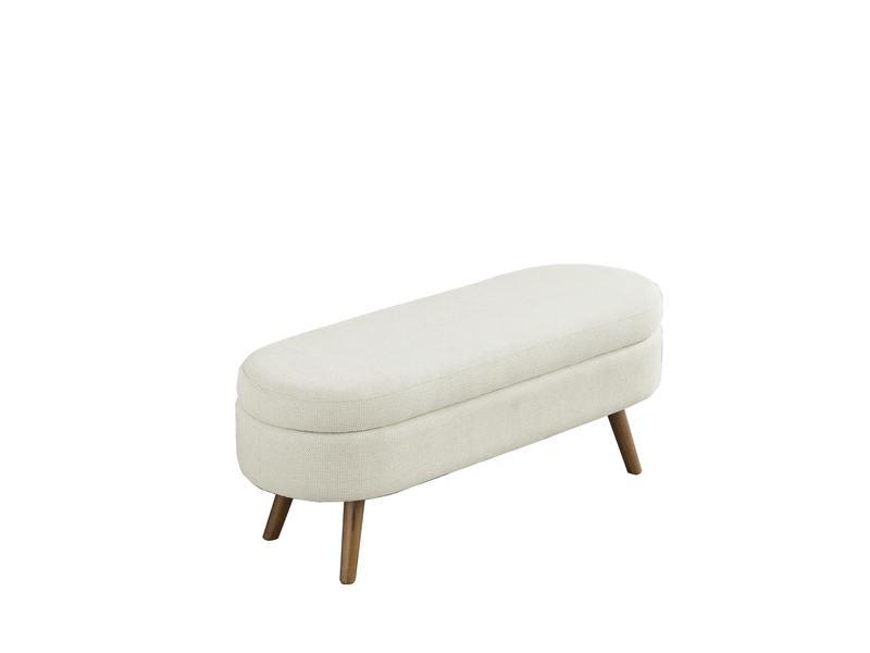  Banc de rangement 110x40x42 cm beige en chenille, coffre ventilé compact pour chambre, entrée ou salon  - Conforama A