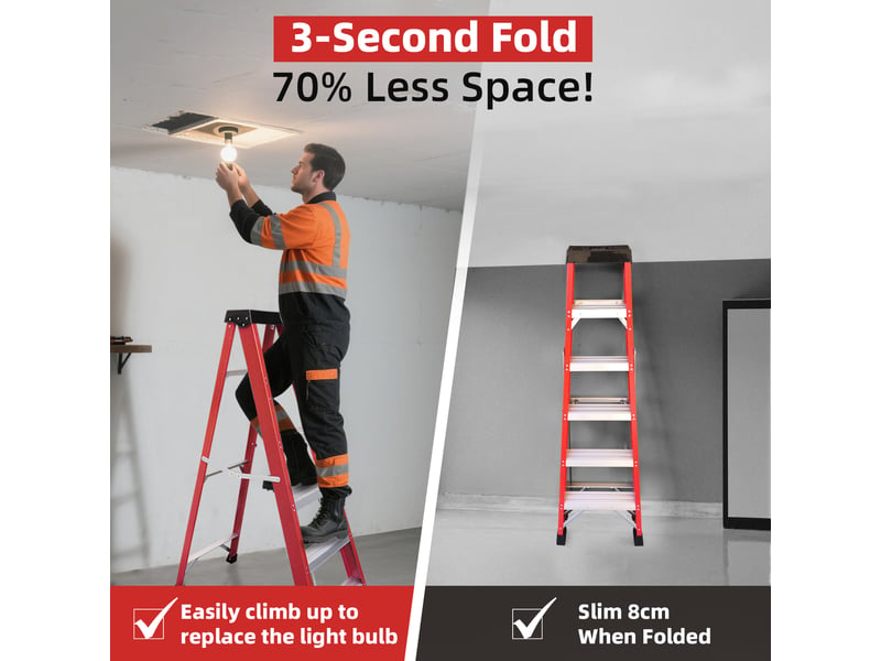  Escabeau en fibre de verre isolant, simple accès, charge maximale 150 kg, pour travaux électriques, chantier et construction  - Conforama R