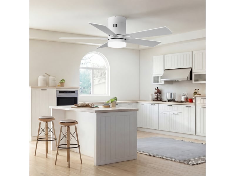  Ventilateur de plafond avec lumière led, 6 vitesses de ventilation, éclairage tricolore,blanc  - Conforama D