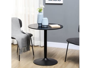 Table de salle à manger ronde pour 2 personnes avec pied central antidérapant, noire pour petits espaces, ø70 × 75 cm