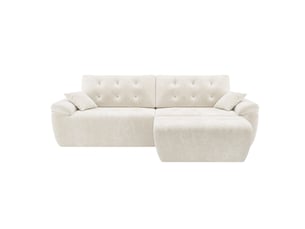 Canapé modulable en chenille beige mousse haute densité avec pouf,canapé salon 275cm style nuage confortable,compressé sans montage