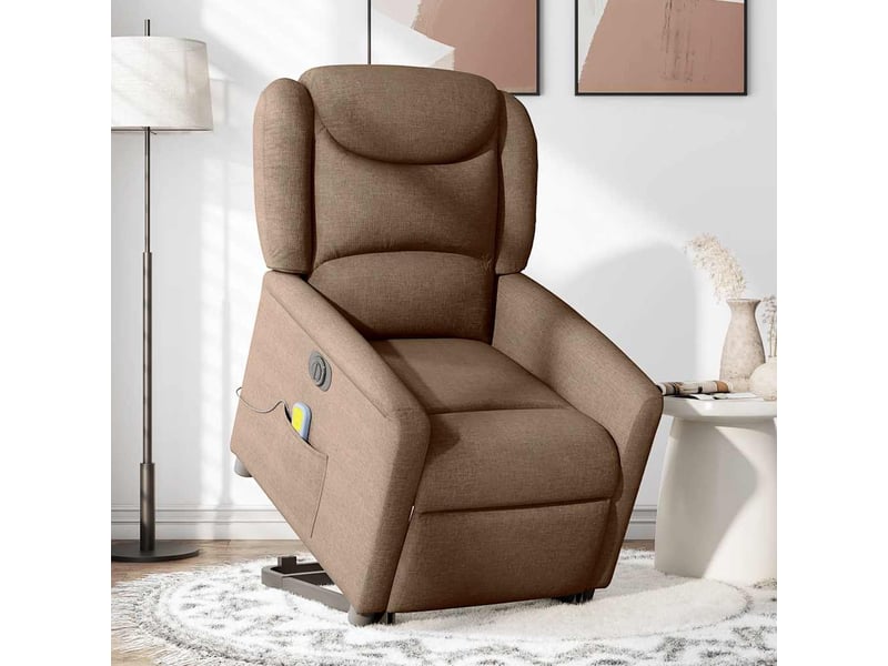  Vidaxl fauteuil inclinable de massage électrique marron tissu  - Conforama B