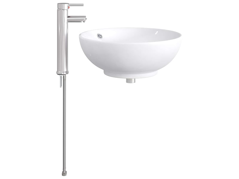 Lavabo de salle de bain avec robinet et drain chrome shl421 - Conforama E