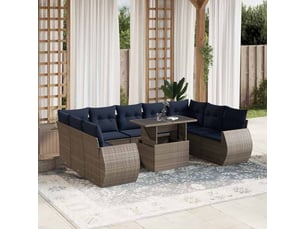 Vidaxl ensemble de canapé de jardin 10 pcs avec coussins gris résine tressée