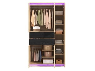 Armoire tcqpz avec miroir et led 110 x 47 x 200 cm 4 tiroirs 9 compartiments mdf aspect chêne anthracite