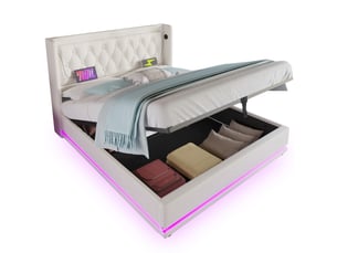 Lit avec rangement 160x200 cm MEULVA coloris blanc