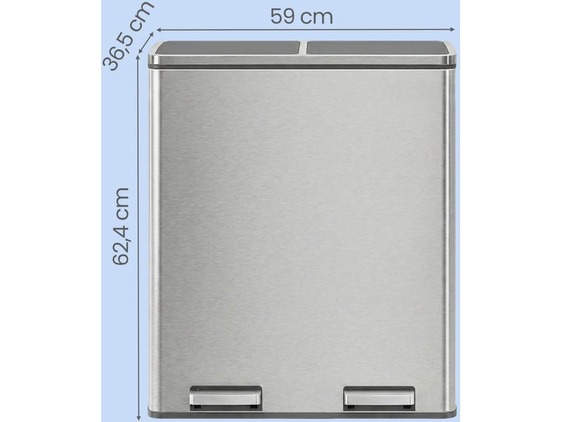  Poubelle à pédale double compartiment pour tri des déchets 58,6 x 32 x 65 cm en inox noir 12_0013174  - Conforama A