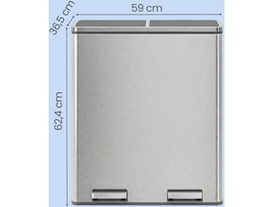 Poubelle à pédale double compartiment pour tri des déchets 58,6 x 32 x 65 cm en inox noir 12_0013174