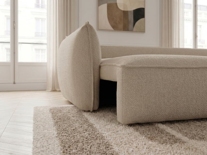 Bobochic canapé droit convertible 3 places esmee tissu chenille beige ESMEE - Conforama D