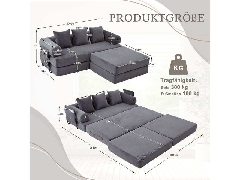  Canapé d'angle réversible fixe 3 places tissu gris foncé canapé compressible - Conforama C