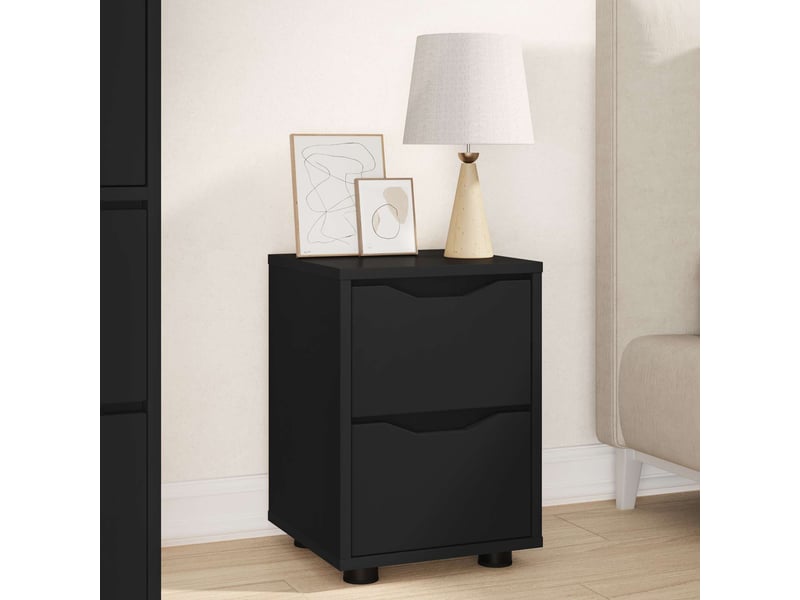  Tables de chevet - cabinet de chevet - table de nuit 2 pc noir 30,5 x 30 x 43 cm bois d'ingénierie  - Conforama C