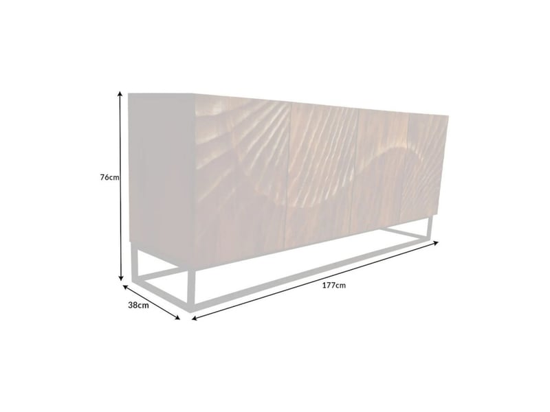 Buffet silva 177 cm en bois massif de manguier sculpté – 4 portes et piètement métal noir - Conforama C