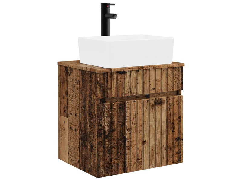 Meuble de lavabo mural, rangement salle de bain bois ancien 49x41x63 cm shl73 - Conforama A