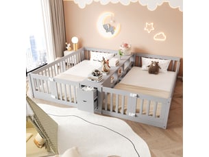 Lit simple 90x200 cm    coloris gris