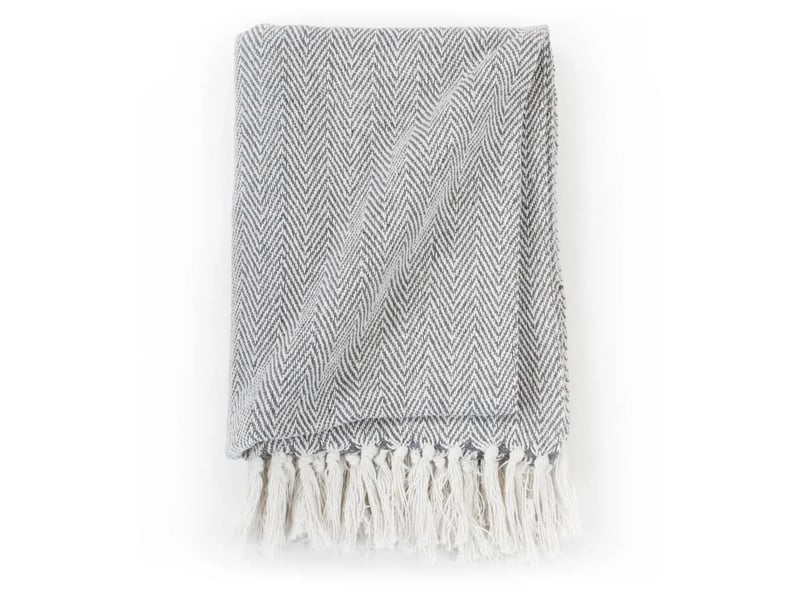 Couverture coton à chevrons 125x150 cm gris - Conforama C