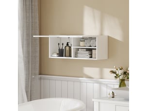 Meuble de salle de bain mural 80x25x30 cm porte relevable bois blanc