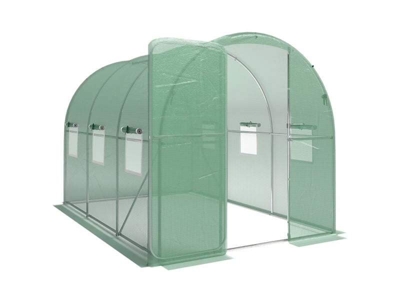  Serre en film - 3x2x2 m - porte battante verrouillable - 6 fenêtres en filet - polyéthylène - cadre en acier galvanisé 300x200x200cm - Conforama A