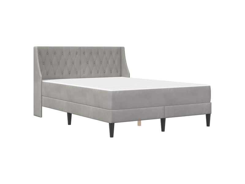 Lit adulte, lit double, cadre de lit avec matelas gris clair 120 x 190 cm velours - Conforama C