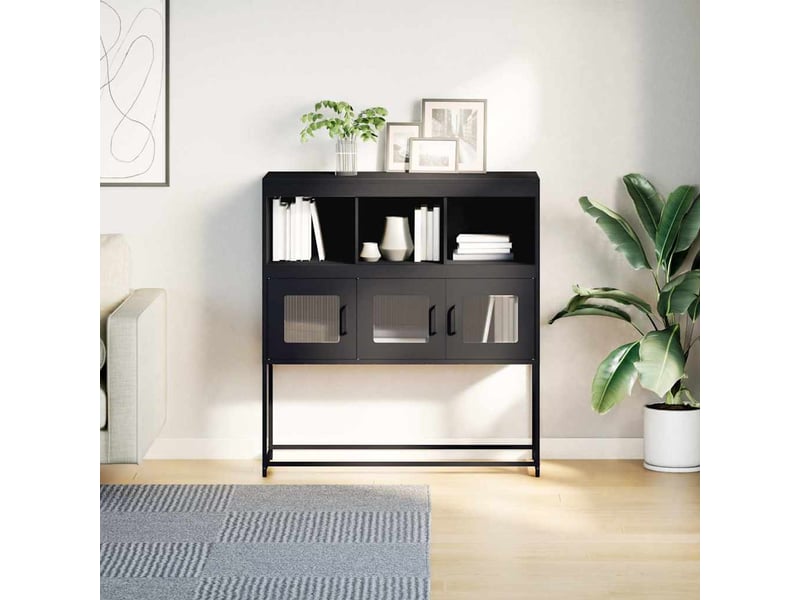  Buffet - bahut - meuble de rangement noir 100,5x39x107 cm acier laminé à froid  - Conforama D