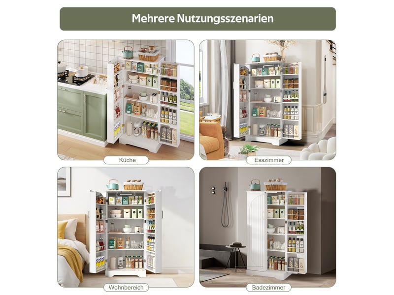 Buffet étroit 60x35x128 cm, meuble de rangement compact pour cuisine avec étagères modulaires - Conforama R