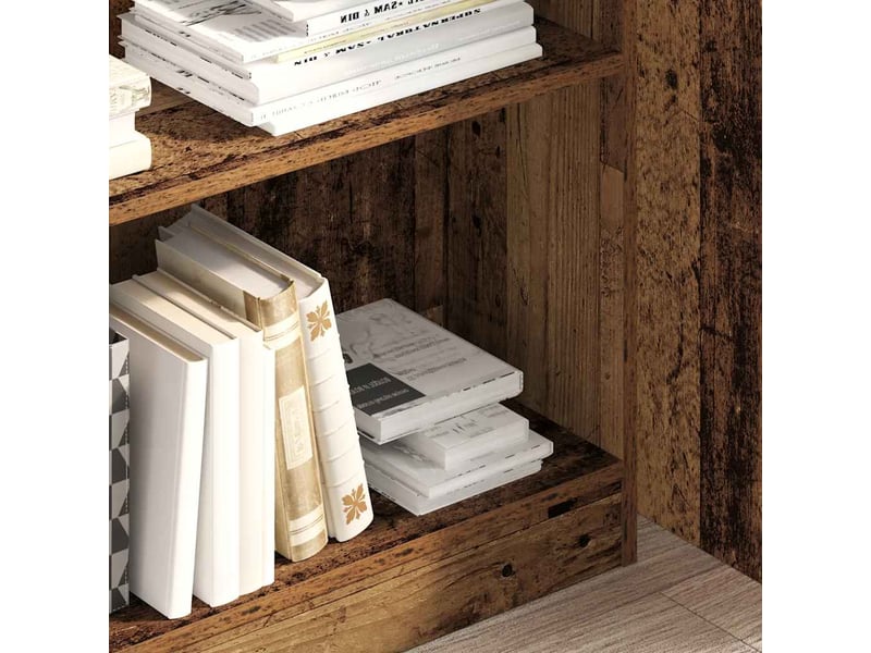  Bibliothèque, meuble de rangement salon vieux bois 80x24x109 cm bois d'ingénierie  - Conforama C