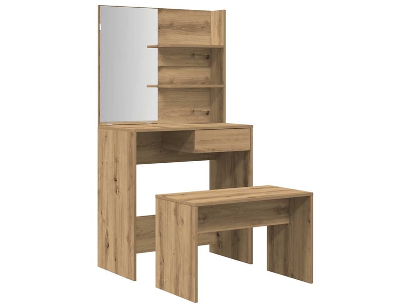  Ensemble de coiffeuse chêne artisanal bois ingénierie shl84725  - Conforama A