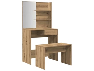Coiffeuse 0 tiroir(s) Miroir  avec 1 tabouret(s) inclu(s)  <strong></strong> <strong></strong>  coloris bois clair