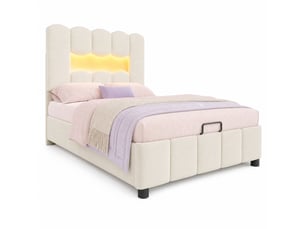 Lit coffre 90x200 cm    coloris beige