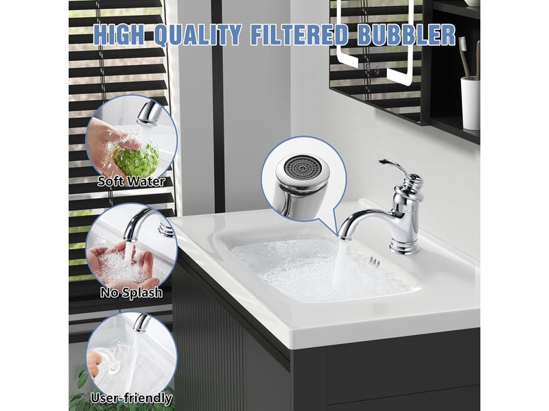  Robinet salle de bain rétro, monocommande mitigeur lavabo en laiton, moderne robinet de lavabo avec chaude et froide réglable, chromé 38''  - Conforama C