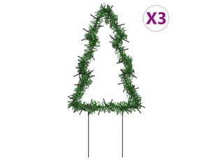 Décoration lumineuse arbre de noël piquets 3 pcs 50 led 30 cm