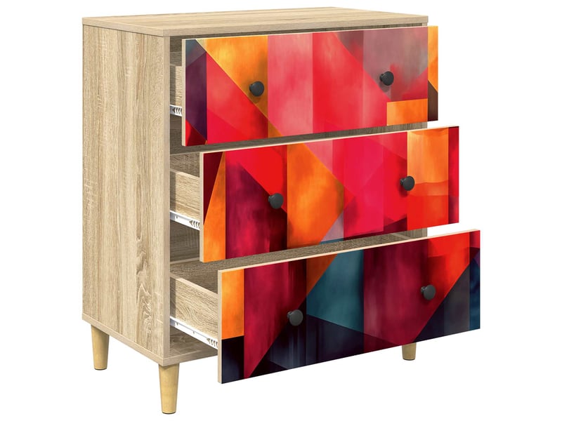  Commode chambre, meuble de rangement heesch impression en blocs de couleur 66x36,5x75 cm  - Conforama D