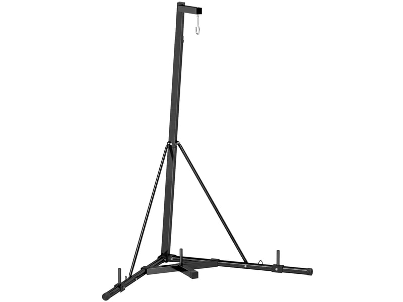  Support de sac de frappe sur pieds pliable réglable en hauteur avec base lestée charge max. 60 kg acier noir  - Conforama A