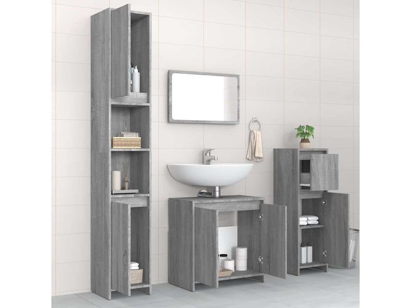 Ensemble de meubles de salle de bain 4 pcs sonoma gris cf63874 - Conforama C