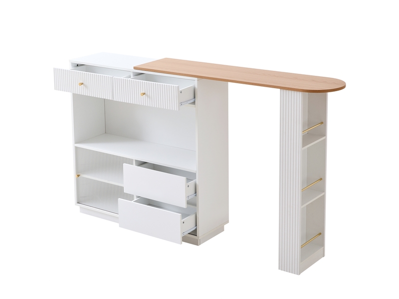  Îlot de cuisine 4 portes 1 tiroir coloris blanc panneau de particules  - Conforama E