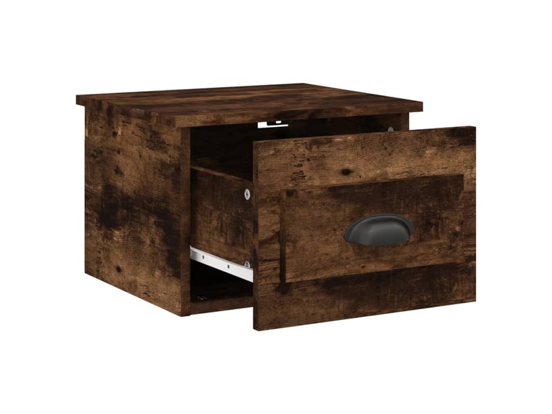  Table de chevet - cabinet de chevet - table de nuit murale chêne fumé 41,5x36x28 cm  - Conforama D