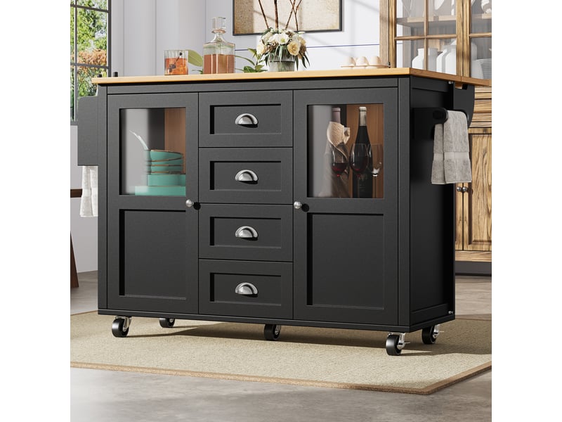  Desserte 2 portes 4 tiroirs coloris noir mdf et métal desserte noir - Conforama D