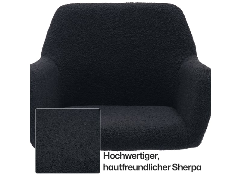  Chaise de salle à manger,59x46x79 cm,avec accoudoirs,fausse fourrure,noire  - Conforama E