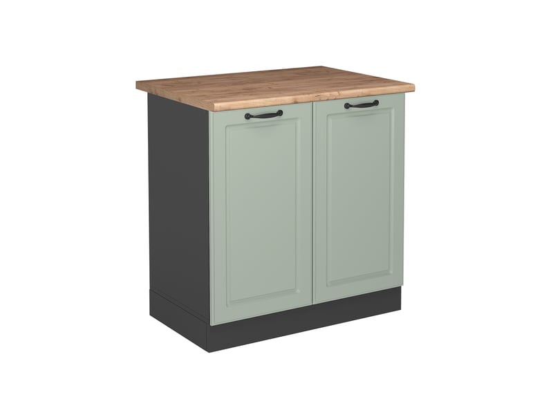  Vicco meuble bas sous-évier, mint campagneanthracite, 80cm plan de travail chêne doré  - Conforama A