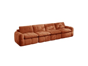 Canapé modulable 334x97x68 cm 4 places en chenille orange