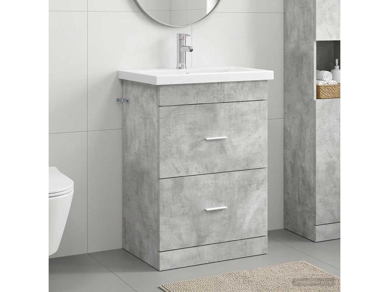  Ensemble de mobilier de salle de bain gris béton shl6242  - Conforama B