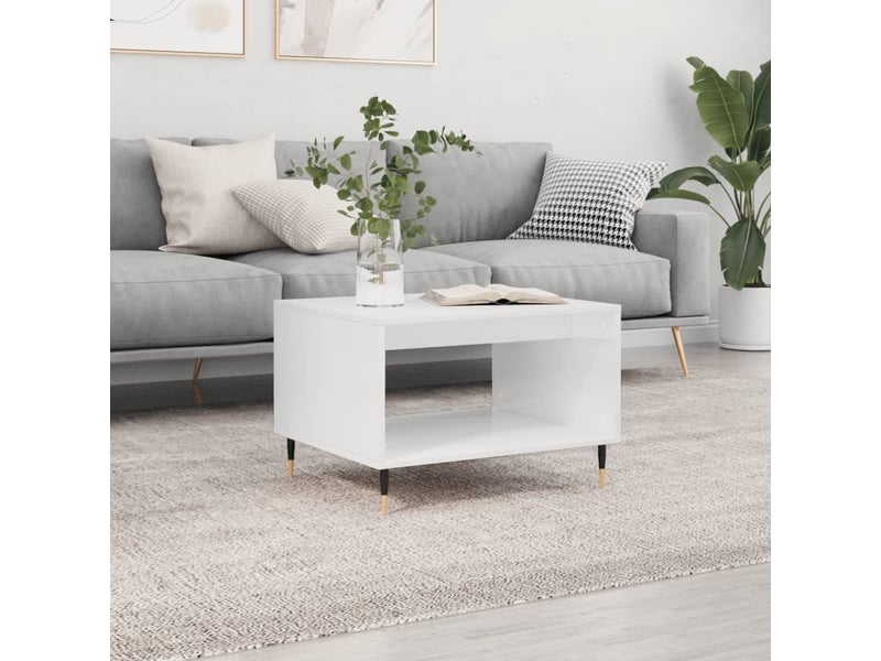  Table basse | table d'appoint salon blanc 60x50x40 cm bois d'ingénierie shl9671  - Conforama B