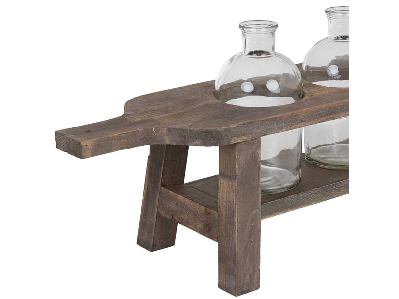  Vases avec support en bois brun 65x21,5x28,5 cm h  - Conforama E