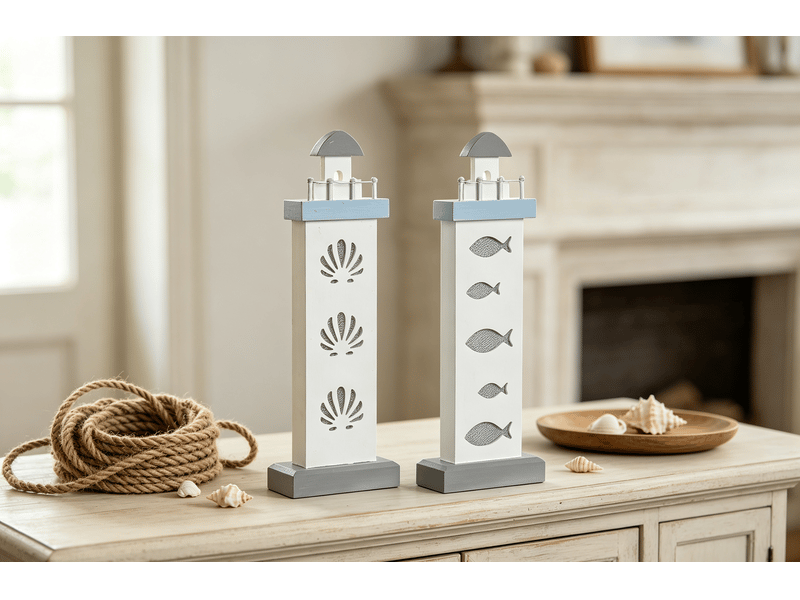  Figurine décorative phare dkd home decor bleu blanc 40 cm 2 unités S3042314 - Conforama D