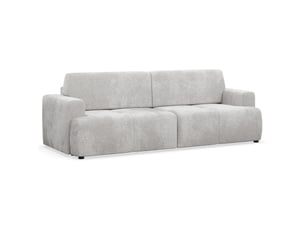 Canapé droit convertible SELSEY Cobbly 3 places Tissu gris avec coffre de rangement