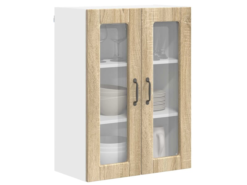  Meuble mural de cuisine, cabinet en verre mural chêne sonoma 60x31x80cm shl8793  - Conforama C