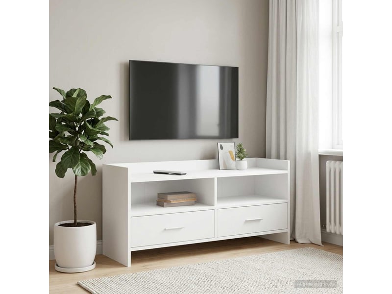  Meuble tv - banc tv - meuble de rangement 100 x 33 x 47 cm blanc bois d'ingénierie  - Conforama B