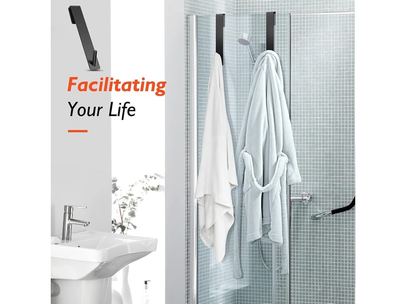  Crochets de porte de douche, crochets porte-serviettes, adaptés aux portes de douche en verre sans cadre, lot de 4, argentés  - Conforama E
