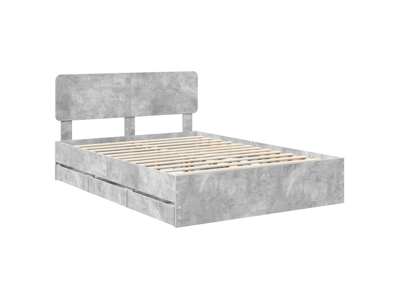  Lit double- lit adulte -  cadre de lit gris béton 150 x 200 cm bois d’ingénierie  - Conforama C