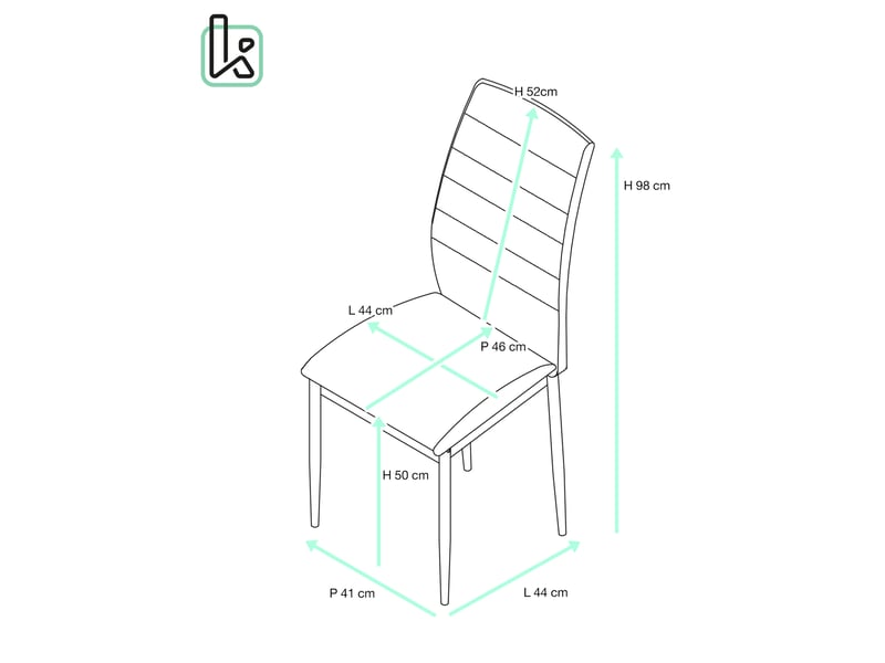  Lot de 4 chaises de salle à manger milo en tissu rayé vert 724-MILO - Conforama R