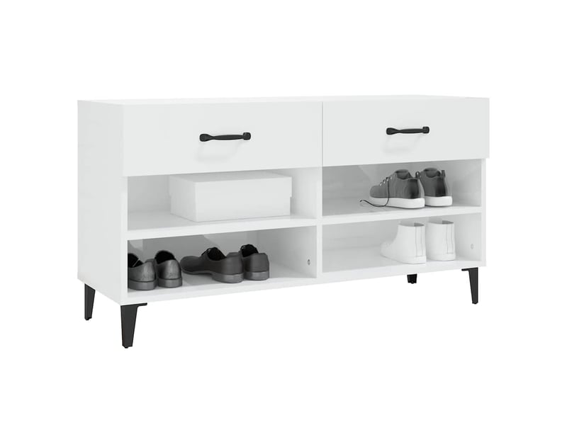  Meuble à chaussure blanc brillant 102x35x55 cm bois ingénierie shl4491  - Conforama D